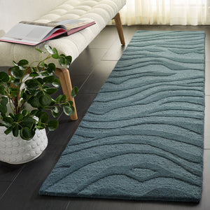 Safavieh Ebony Hand-Tufted Blue Runner Rug — Wool-Viscose Blend, Low Pile, Durable Elegance For Hallways 2'-3" x 8'-0" EBN506M-28