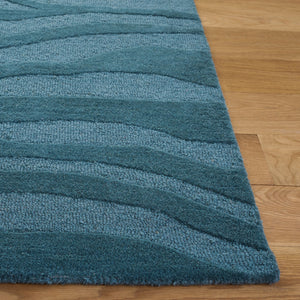 Safavieh Ebony Hand-Tufted Blue Wool-Viscose Area Rug — Low Profile, Subtle Sheen, Artisanal Quality For Living Rooms 4'-0" x 6'-0" EBN506M-4