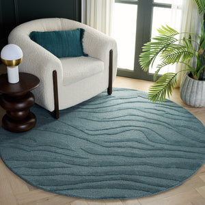 Safavieh Ebony Hand-Tufted Round Blue Area Rug, Wool-Blend 3/8" Pile For Living Rooms & Bedrooms, Elegant 6'-0" x 6'-0" EBN506M-6R