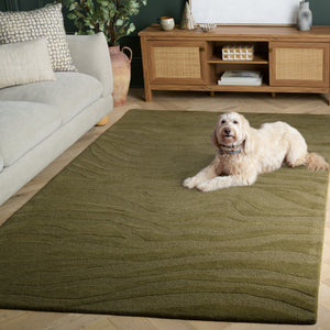 Safavieh Ebony Hand-Tufted Green Area Rug — Wool-Viscose Blend, Low Pile, Subtle Sheen For Modern Homes 6'-0" x 6'-0" EBN506Y-6SQ