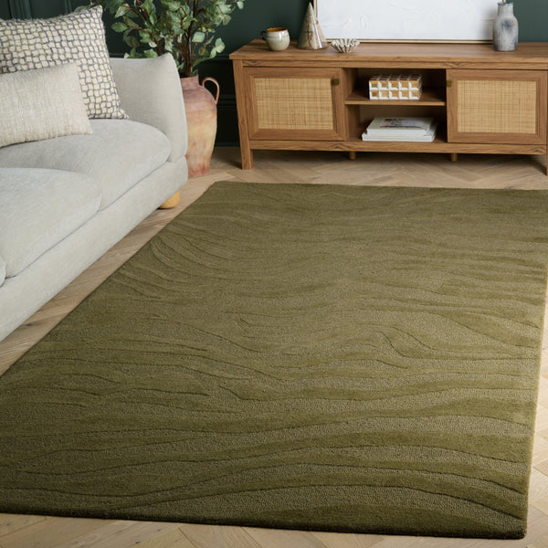 Safavieh Ebony Hand-Tufted Green Area Rug — Wool-Viscose Blend, Low Pile, Subtle Sheen For Modern Homes 6'-0" x 6'-0" EBN506Y-6SQ