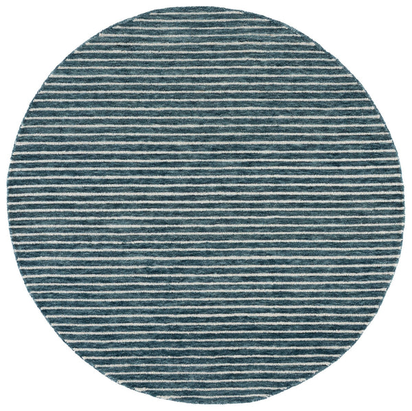 Safavieh Ebony Hand-Tufted Blue Wool Runner — Low 1/2" Pile, Minimalist Striped Coastal Design, India Crafted 2'-3" x 8'-0" EBN507M-28