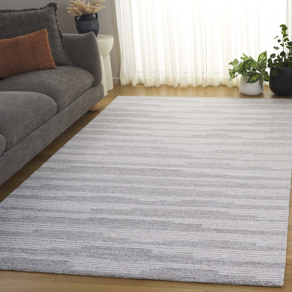 Safavieh Ebony Hand Tufted Area Rug - Luxurious Runner For Hallways, Crafted In India With Premium Materials Grey ,Ivory 80% Wool % 20% Cotton Ebn526f-5