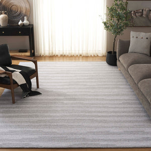Safavieh Ebony Hand-tufted Area Rug - Luxurious Wool Blend With Striped Design For Timeless Home Elegance Grey ,Ivory 80% Wool % 20% Cotton Ebn526f-4