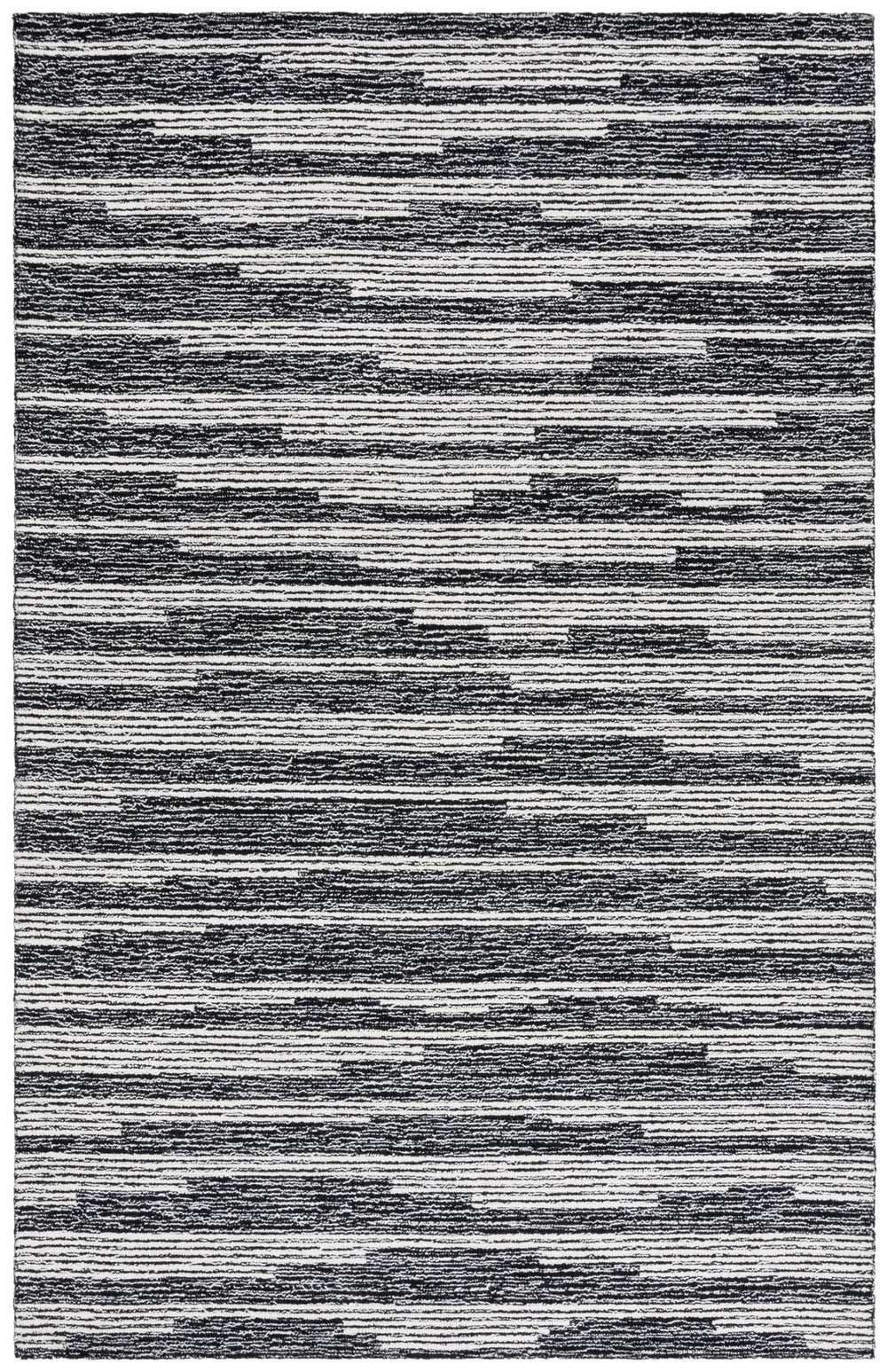 Safavieh Ebony Hand Tufted Area Rug - Luxurious Runner For Hallways, Crafted In India With Premium Materials Black ,Ivory 80% Wool % 20% Cotton Ebn526z-5
