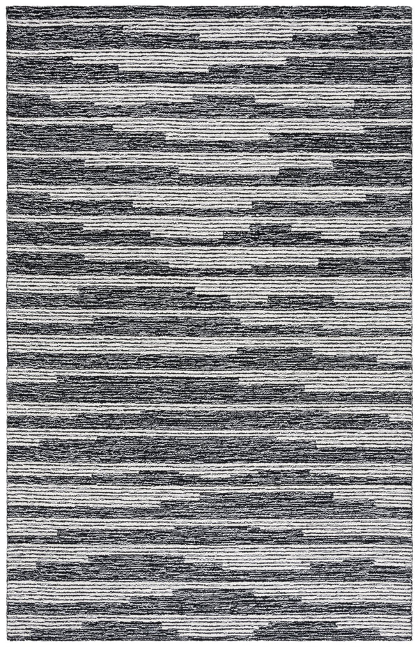 Safavieh Ebony Hand Tufted Area Rug - Luxurious Runner For Hallways, Crafted In India With Premium Materials Black ,Ivory 80% Wool % 20% Cotton Ebn526z-5