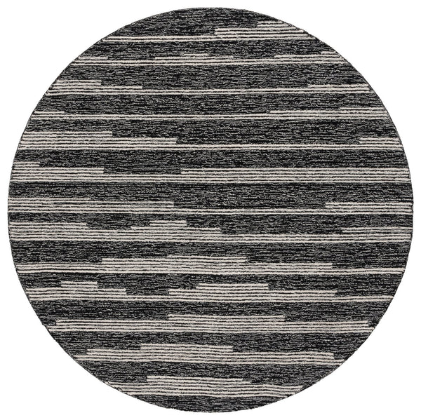 Safavieh Ebony Hand Tufted Area Rug - Luxurious Runner For Hallways, Crafted In India With Premium Materials Black ,Ivory 80% Wool % 20% Cotton Ebn526z-6r