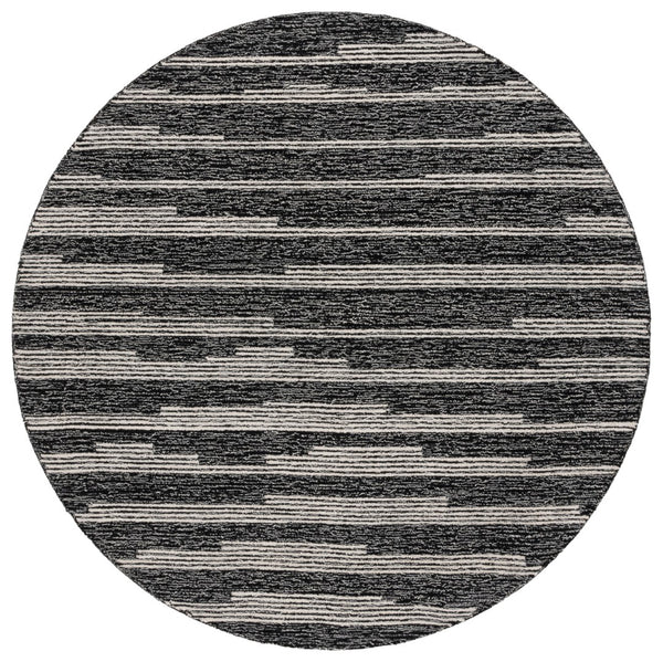 Safavieh Ebony Hand-tufted Area Rug - Luxurious Wool Blend With Striped Design For Timeless Home Elegance Black ,Ivory 80% Wool % 20% Cotton Ebn526z-6