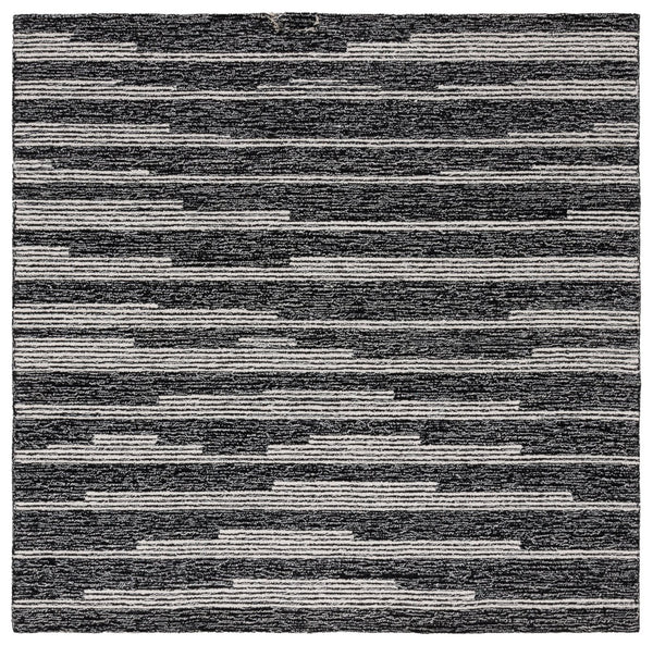 Safavieh Ebony Hand Tufted Area Rug - Luxurious Runner For Hallways, Crafted In India With Premium Materials Black ,Ivory 80% Wool % 20% Cotton Ebn526z-6sq