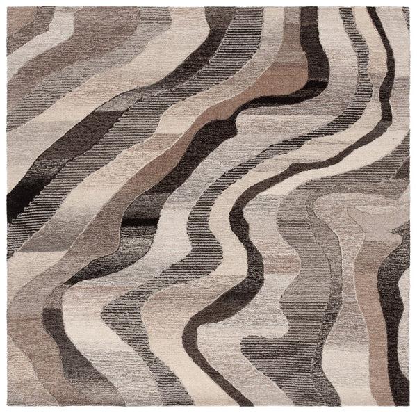 Safavieh Ebony Handcrafted Area Rug - Elegant Wool Blend With Organic Patterns For Luxurious Home Décor Grey ,Ivory 80% Wool % 20% Cotton Ebn529f-9