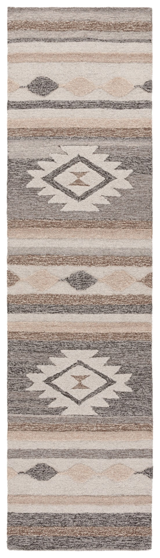 Safavieh Ebony Hand-tufted Area Rug - Luxurious Wool & Cotton Blend, Geometric Design For Timeless Elegance Brown ,Grey 80% Wool % 20% Cotton Ebn530t-9