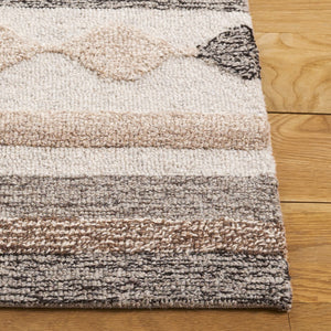 Safavieh Ebony Hand-tufted Area Rug - Luxurious Wool & Cotton Blend, Geometric Design For Timeless Elegance Brown ,Grey 80% Wool % 20% Cotton Ebn530t-9