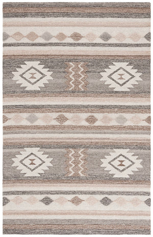 Safavieh Ebony Hand-tufted Area Rug - Luxurious Wool & Cotton Blend, Geometric Design For Timeless Elegance Brown ,Grey 80% Wool % 20% Cotton Ebn530t-9