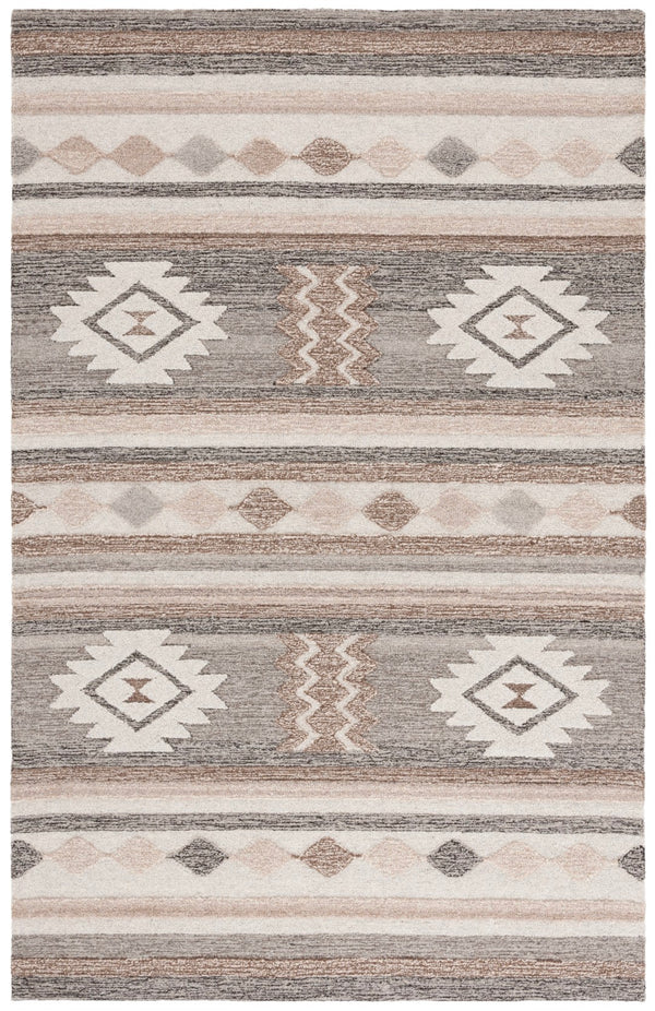 Safavieh Ebony Hand-tufted Area Rug - Luxurious Wool & Cotton Blend, Geometric Design For Timeless Elegance Brown ,Grey 80% Wool % 20% Cotton Ebn530t-9