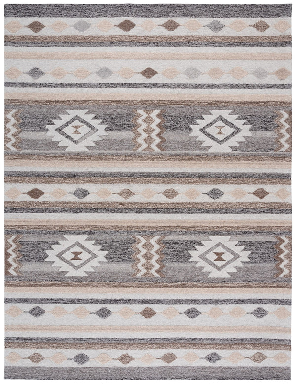 Safavieh Ebony Hand-tufted Area Rug - Luxurious Wool & Cotton Blend, Geometric Design For Timeless Elegance Brown ,Grey 80% Wool % 20% Cotton Ebn530t-9