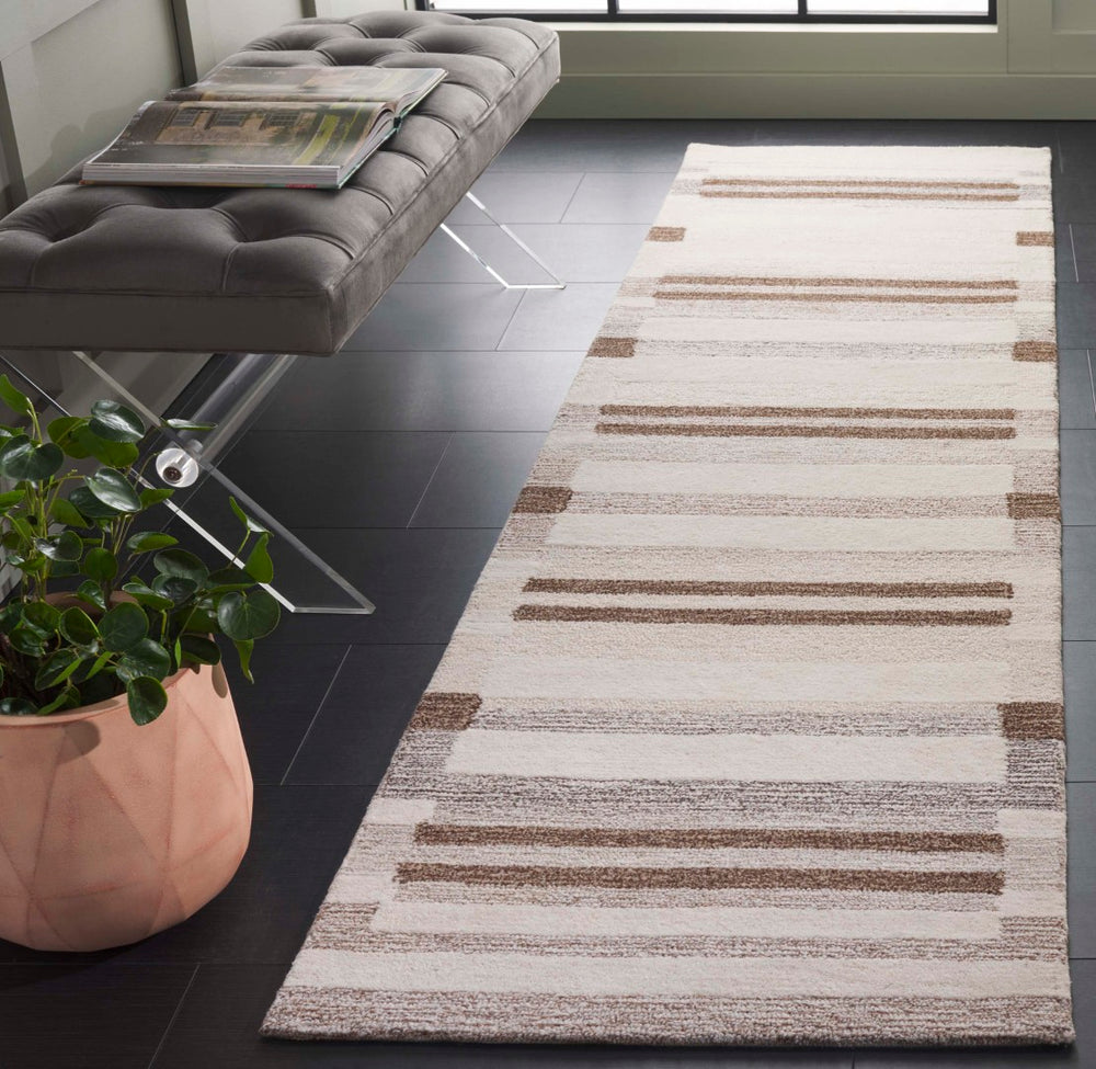 Safavieh Ebony Hand-tufted Area Rug - Luxurious Wool & Cotton Blend With Bold Geometric Design For Elegance Brown ,Ivory 80% Wool % 20% Cotton Ebn531t-6