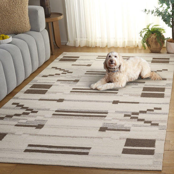 Safavieh Ebony Hand-tufted Area Rug - Luxurious Wool & Cotton Blend With Bold Geometric Design For Elegance Brown ,Ivory 80% Wool % 20% Cotton Ebn531t-6