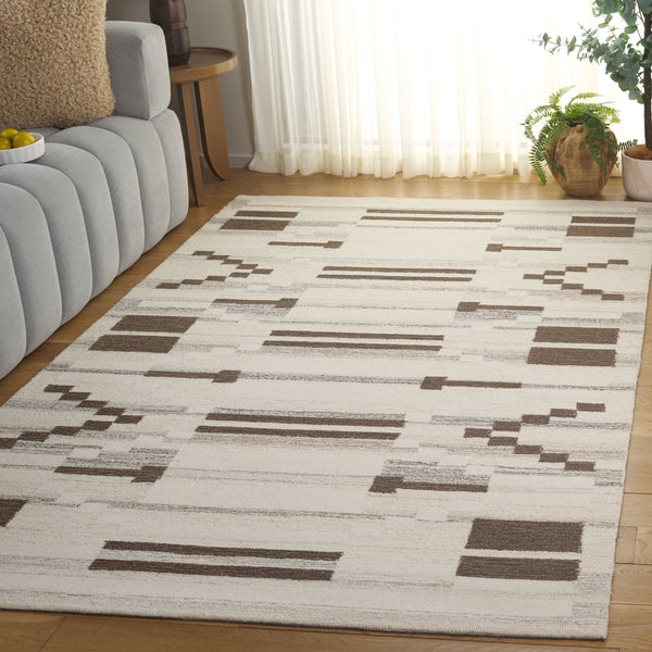 Safavieh Ebony Hand-tufted Runner Rug - Luxurious Wool Blend, Contemporary Geometric Design For Timeless Elegance Brown ,Ivory 80% Wool % 20% Cotton Ebn531t-5