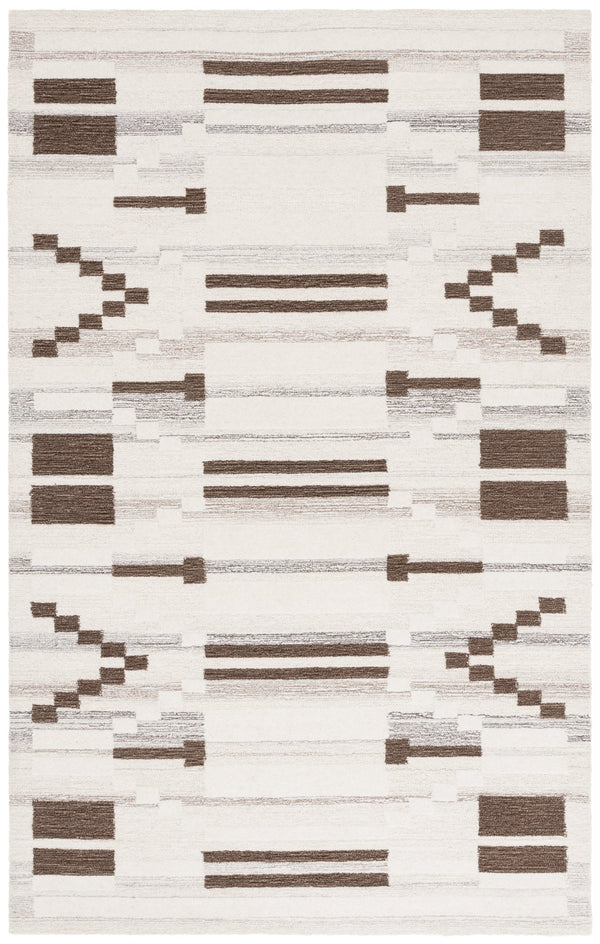 Safavieh Ebony Hand-tufted Runner Rug - Luxurious Wool Blend, Contemporary Geometric Design For Timeless Elegance Brown ,Ivory 80% Wool % 20% Cotton Ebn531t-5