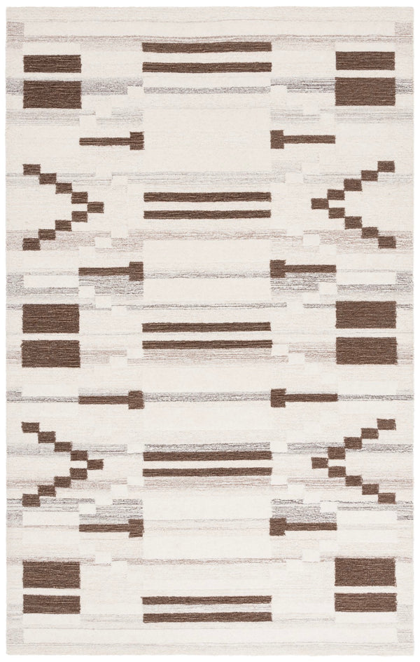 Safavieh Ebony Hand-tufted Area Rug - Luxurious Wool & Cotton Blend With Bold Geometric Design For Elegance Brown ,Ivory 80% Wool % 20% Cotton Ebn531t-6