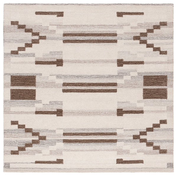 Safavieh Ebony Hand-tufted Runner Rug - Luxurious Wool Blend, Contemporary Geometric Design For Timeless Elegance Brown ,Ivory 80% Wool % 20% Cotton Ebn531t-6sq