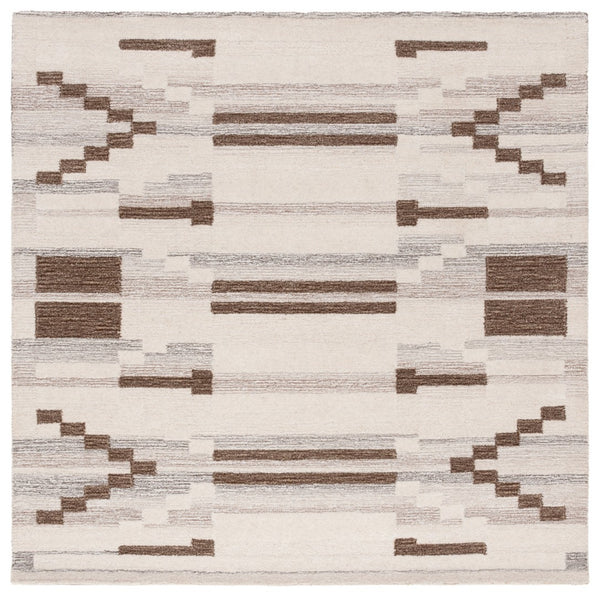 Safavieh Ebony Hand-tufted Area Rug - Luxurious Wool & Cotton Blend With Bold Geometric Design For Elegance Brown ,Ivory 80% Wool % 20% Cotton Ebn531t-6