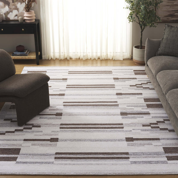 Safavieh Ebony Hand-tufted Runner Rug - Luxurious Wool Blend, Contemporary Geometric Design For Timeless Elegance Brown ,Ivory 80% Wool % 20% Cotton Ebn531t-8