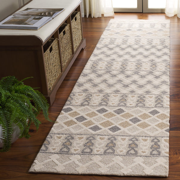 Safavieh Ebony Hand-tufted Runner Rug In Elegant Grey And Ivory - Luxurious Wool Blend For High-traffic Areas Grey ,Ivory 80% Wool % 20% Cotton Ebn532f-29