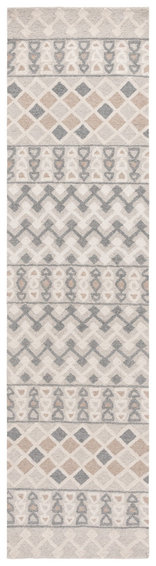 Safavieh Ebony Hand Tufted Wool And Cotton Area Rug - Luxurious Geometric Design For Elegant Home Décor Grey ,Ivory 80% Wool % 20% Cotton Ebn532f-6
