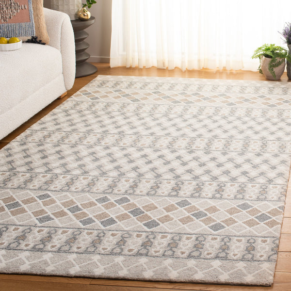 Safavieh Ebony Hand-tufted Runner Rug In Elegant Grey And Ivory - Luxurious Wool Blend For High-traffic Areas Grey ,Ivory 80% Wool % 20% Cotton Ebn532f-5