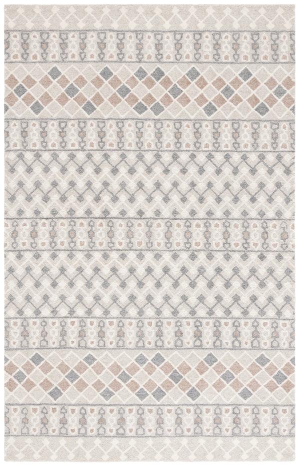 Safavieh Ebony Hand Tufted Wool And Cotton Area Rug - Luxurious Geometric Design For Elegant Home Décor Grey ,Ivory 80% Wool % 20% Cotton Ebn532f-6