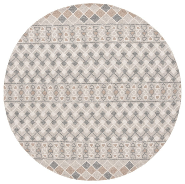 Safavieh Ebony Hand Tufted Wool And Cotton Area Rug - Luxurious Geometric Design For Elegant Home Décor Grey ,Ivory 80% Wool % 20% Cotton Ebn532f-6