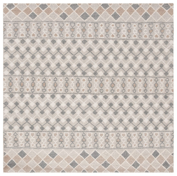 Safavieh Ebony Hand Tufted Wool And Cotton Area Rug - Luxurious Geometric Design For Elegant Home Décor Grey ,Ivory 80% Wool % 20% Cotton Ebn532f-6