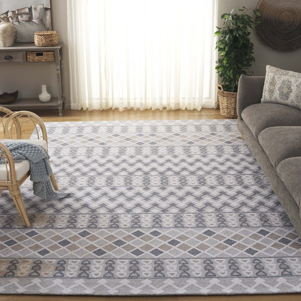 Safavieh Ebony Hand-tufted Runner Rug In Elegant Grey And Ivory - Luxurious Wool Blend For High-traffic Areas Grey ,Ivory 80% Wool % 20% Cotton Ebn532f-8