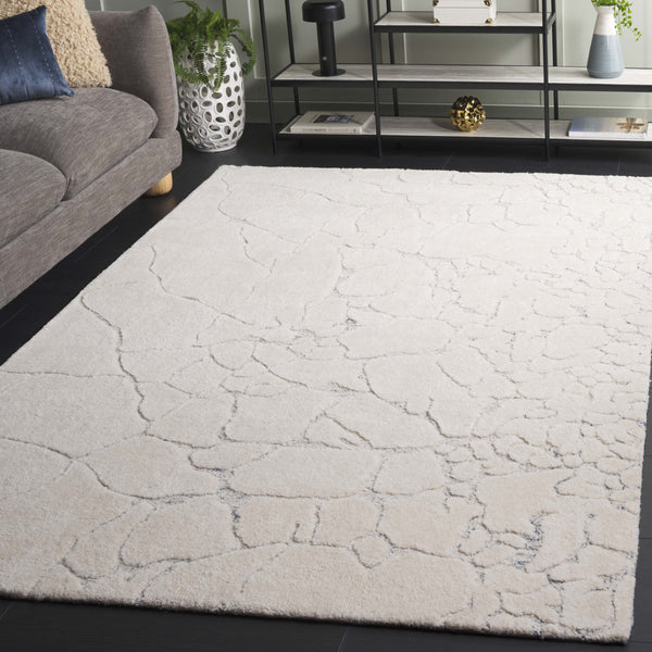 Safavieh Ebony Hand-tufted Runner Rug - Elegant Abstract Design In Soft Wool Blend For Modern Home Décor Ivory ,Grey 80% Wool,20% Cotton Ebn533a-5