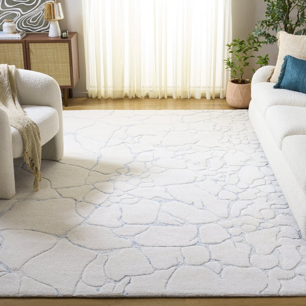 Safavieh Ebony Hand-tufted Runner Rug - Elegant Abstract Design In Soft Wool Blend For Modern Home Décor Ivory ,Grey 80% Wool,20% Cotton Ebn533a-8