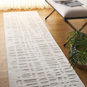 Safavieh Ebony Hand-tufted Runner Rug - Luxurious Modern Design With Abstract Patterns For Any Space Ivory ,Grey 80% Wool,20% Cotton Ebn535a-29