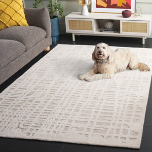 Safavieh Ebony Area Rug: Hand-tufted Wool And Cotton Blend, Luxurious Softness For Modern Home Décor Ivory ,Grey 80% Wool,20% Cotton Ebn535a-4
