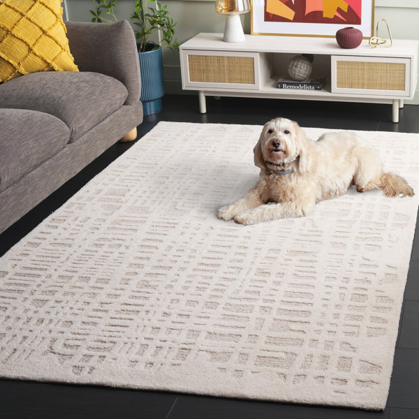 Safavieh Ebony Area Rug: Hand-tufted Wool And Cotton Blend, Luxurious Softness For Modern Home Décor Ivory ,Grey 80% Wool,20% Cotton Ebn535a-4