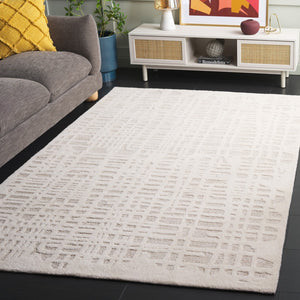 Safavieh Ebony Area Rug: Hand-tufted Wool And Cotton Blend, Luxurious Softness For Modern Home Décor Ivory ,Grey 80% Wool,20% Cotton Ebn535a-4