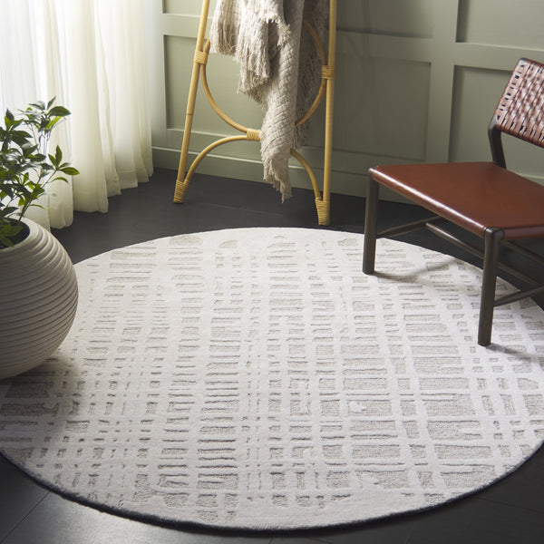 Safavieh Ebony Hand-tufted Runner Rug - Luxurious Modern Design With Abstract Patterns For Any Space Ivory ,Grey 80% Wool,20% Cotton Ebn535a-6r