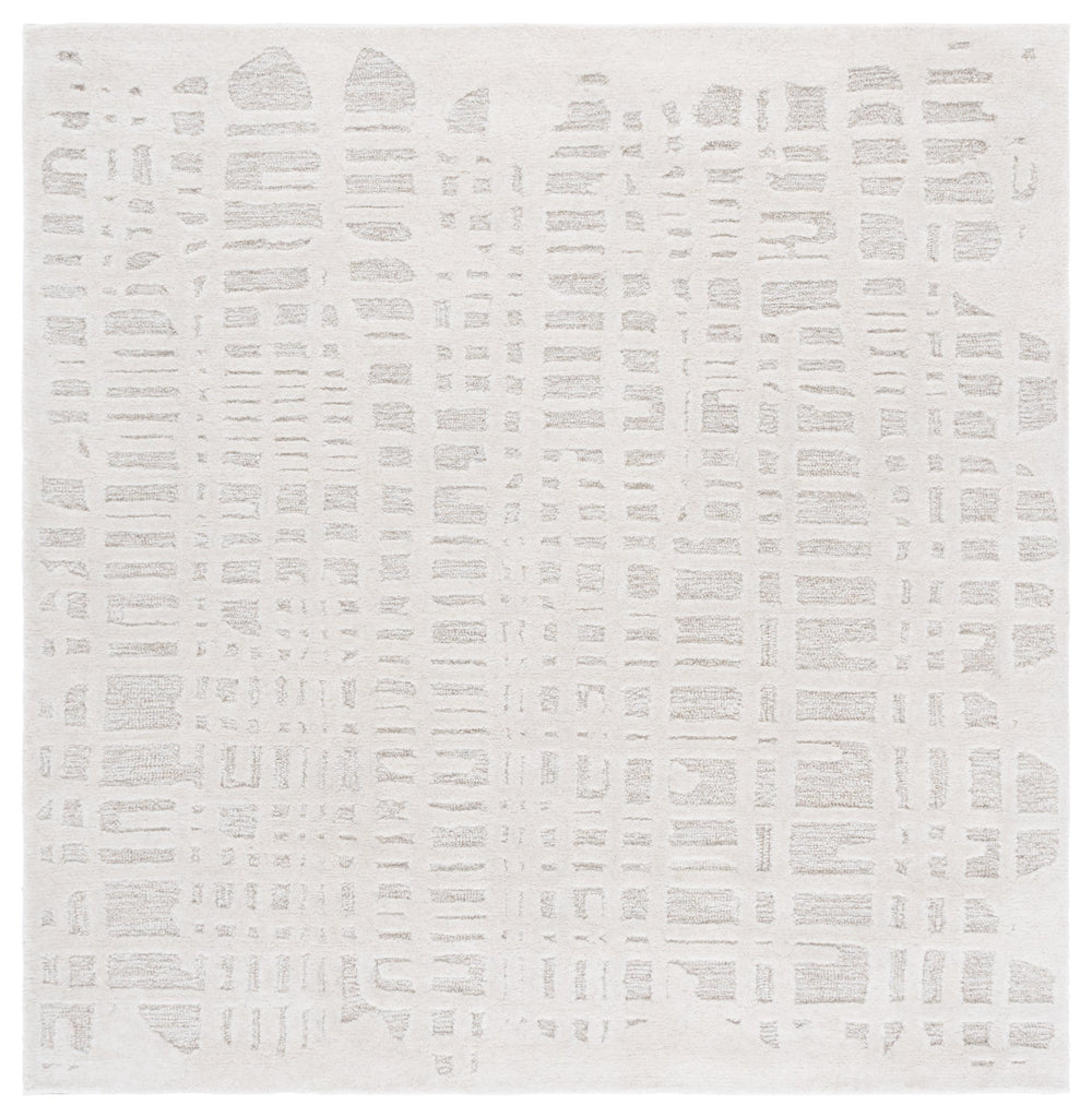 Safavieh Ebony Hand-tufted Runner Rug - Luxurious Modern Design With Abstract Patterns For Any Space Ivory ,Grey 80% Wool,20% Cotton Ebn535a-6sq