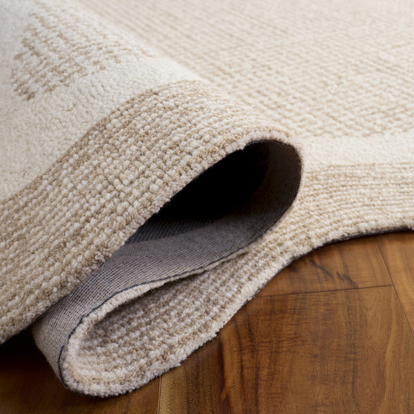 Safavieh Ebony Hand-Tufted 9X12 Ivory Beige Wool-Cotton Rug — Low-Profile 3/8" Pile, Neutral Modern Texture EBN536A-9