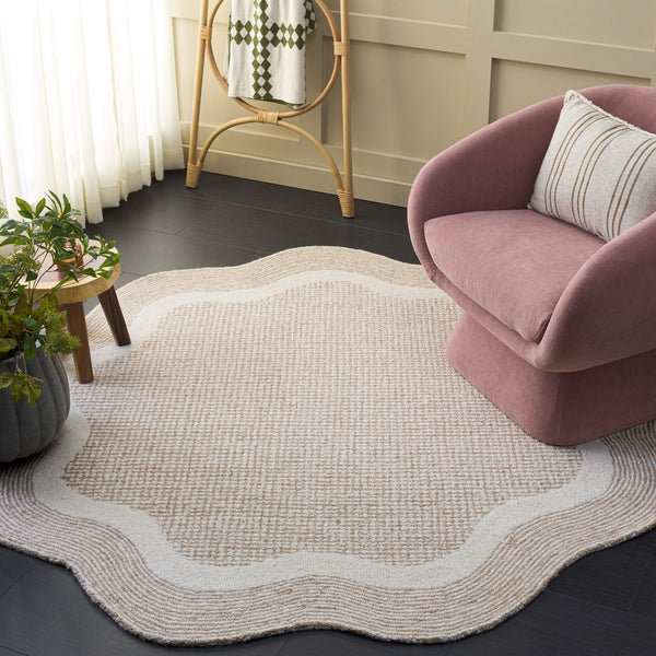 Safavieh Ebony Hand-Tufted 9X12 Ivory Beige Wool-Cotton Rug — Low-Profile 3/8" Pile, Neutral Modern Texture EBN536A-9