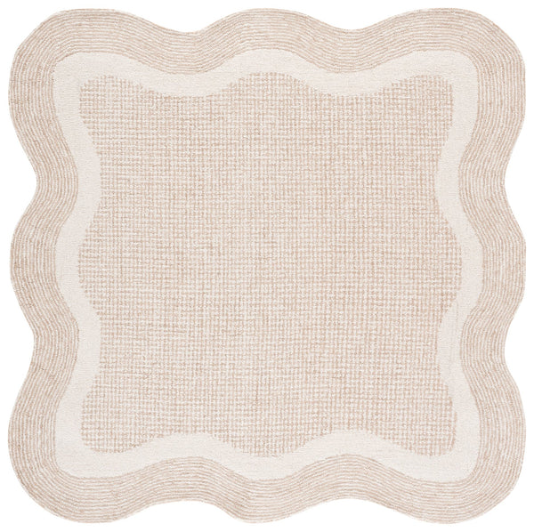 Safavieh Ebony Hand-Tufted 9X12 Ivory Beige Wool-Cotton Rug — Low-Profile 3/8" Pile, Neutral Modern Texture EBN536A-9