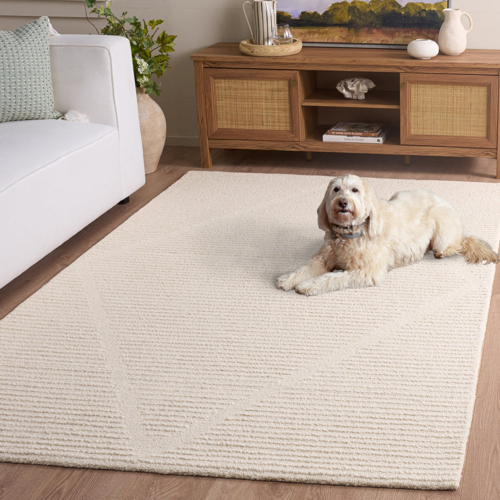 Safavieh Ebony Ivory Hand-Tufted 8X10 Wool-Cotton Rug — Low-Profile 3/8" Pile, Neutral Solid For Modern Homes EBN539A-8