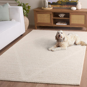 Safavieh Ebony Ivory Hand-Tufted 8X10 Wool-Cotton Rug — Low-Profile 3/8" Pile, Neutral Solid For Modern Homes EBN539A-8