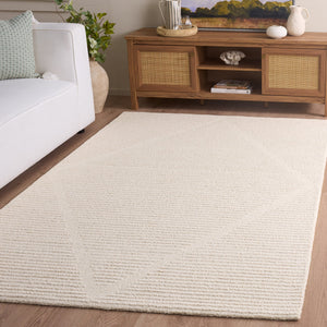 Safavieh Ebony Ivory Hand-Tufted 8X10 Wool-Cotton Rug — Low-Profile 3/8" Pile, Neutral Solid For Modern Homes EBN539A-8