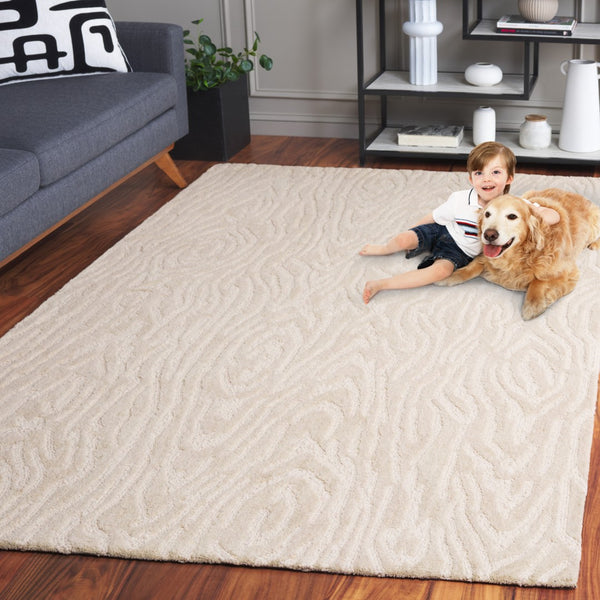 Safavieh Ebony Hand-tufted Area Rug: Luxurious Wool Blend, Modern Design, Perfect For Home Decor Elegance Ivory 80% Wool,20% Cotton Ebn550a-6