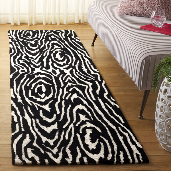 Safavieh Ebony Modern Hand-tufted Area Rug – Elegant Runner For Hallways, Entryways, And Home Decor Luxury Black ,Ivory 80% Wool,20% Cotton Ebn550z-28